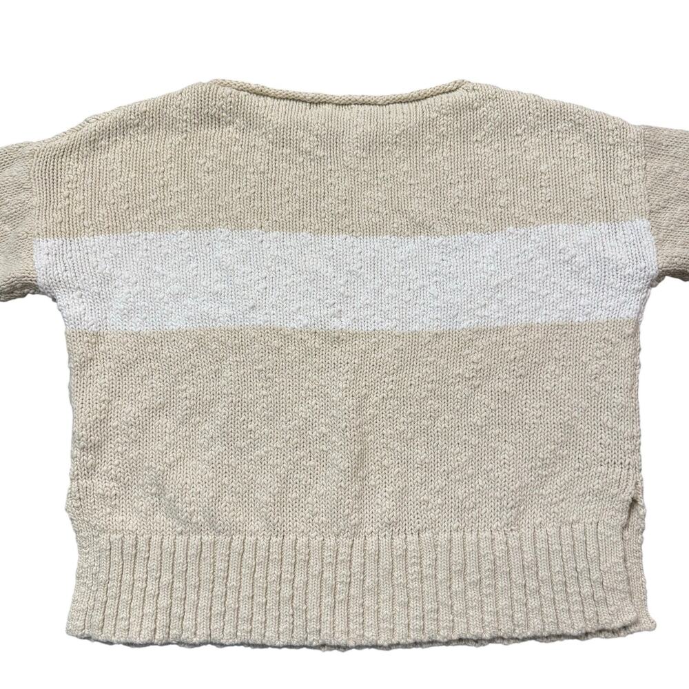 Gap Women’s woven crewneck sweater, beige/tan and white colorblock, XL - Picture 5 of 5